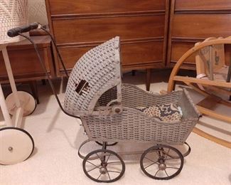Vintage Doll Buggy - Metal and Wicker