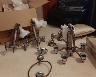 Assorted Vintage Chandeliers and Wall Sconces