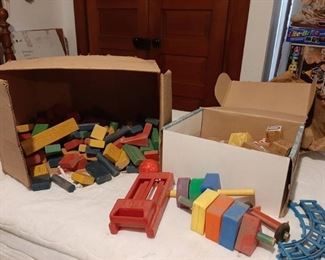 Colored Wooden Blocks and Letter Wooden Blocks
