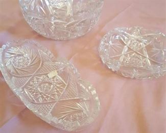 3 pcs cut crystal dishes