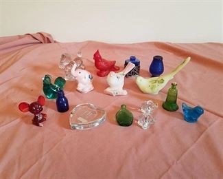 assorted glass figurines - some Fenton