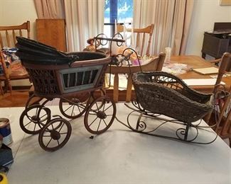 doll carriage and a sleigh