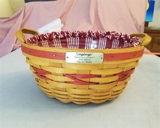 Longaberger Christmas collection 1999 edition popcorn basket