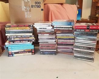 assorted DVDs and CDs