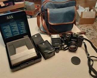 Polaroid and Mamiya Cameras