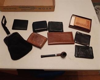 Assorted Wallets and Pipe
