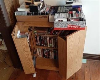 Large Lot of VHS Tapes - Cabinet and 5 Boxes