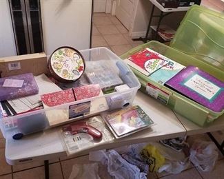 2 totes of scrapbooking supplies