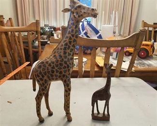 2 Giraffes - 1 leather, 1 wooden