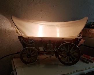 lighted covered wagon