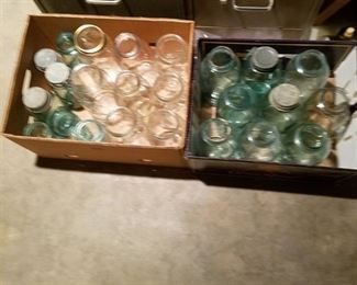 two boxes of jars - most are half gallon