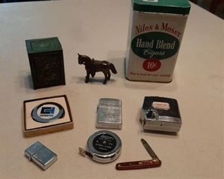 Cigar Tin, Tape Measures and Lighters