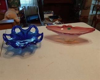 2 Pieces Art Glass - 1 is Venetian Glass