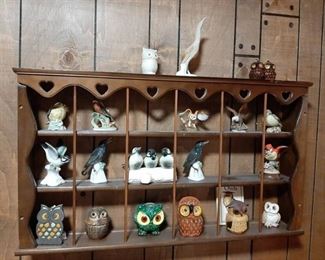 Shelf with Birds and Owls