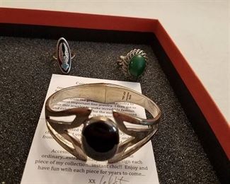 two rings and a bracelet - bracelet is marked 925
