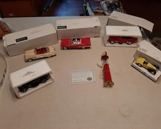 Assorted Model Cars and Texaco Gas Pump