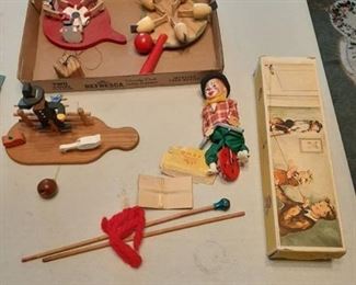 Wooden Mechanical Toys and Balancing Clown