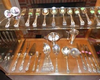 Loose pieces of Sterling Alvin "Chateau Rose" Flatware, Art Deco Creamer & Pitcher