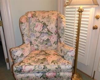 Wing Back Chair, Floor Lamp