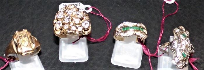 14K Gold Rings some with diamonds & emeralds