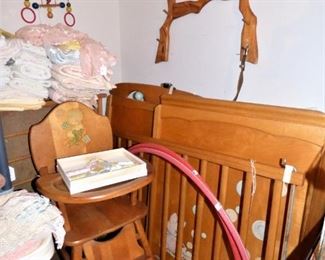 Vintage Baby Bed, High Chair & Play Pen, Vintage Hula Hoops