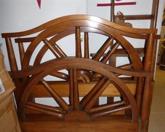Vintage Wagon Wheel Bunk Beds with ladder