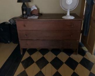 Three drawer chest in original surface old red wash.  Great for bedroom or country dining  area.