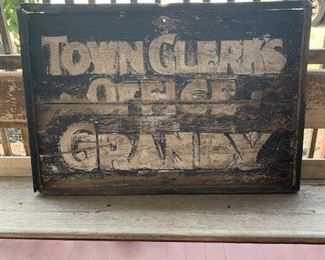 This early sign is from the "Town Offices Granby".  Original surface and probably CT.  Some overpaint.