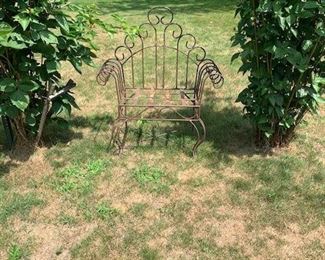 Contemporary iron yard bench.