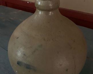 This is just a sweet, early ovoid”N. Clark & Co.  "LYONS" inscribed jug with a wisp of blue.