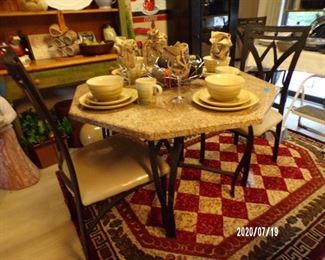 table w/4 chairs, granite top