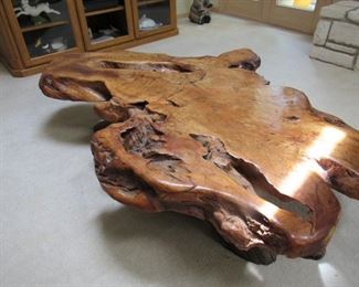 1970's redwood coffee table, large