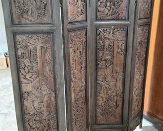 Oriental Carved Wood Screen