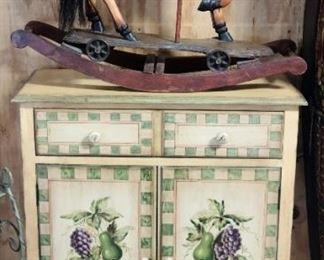 Wood Horse Rocker/Ornate Cabinet