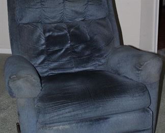 Blue Upholstered Swivel Rocker Recliner