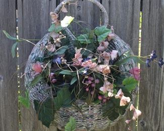 Wicker Crescent Basket with Silk Floral Arrangement