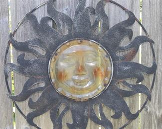 Large Metal Sun Medallion Wall Plaque 