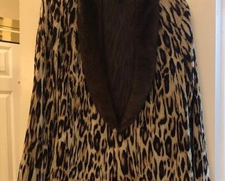 Chico's Faux Fur Trim Leopard Print Jacket