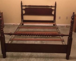 Antique Spool Turned Full/Double Bed Frame including Headboard, Footboard and Side Rails