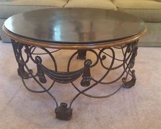 Granite top and wrought  iron base Sofa Table