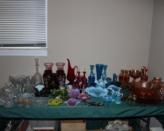 CLEAR & COLOR GLASS (BLUE, RED, CRANBERRY,ETCH)