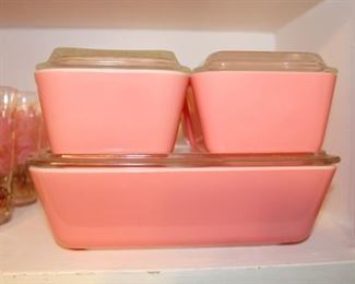 COMPLETE PINK PYREX REFRIGERATOR SET