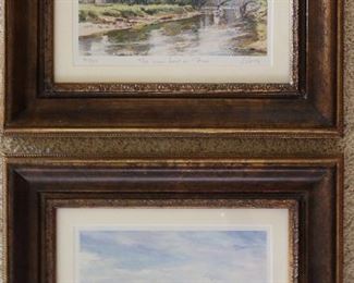 “The River Dart at Totnes” and “Houndton” Signed and Numbered WaterColor Prints by Richard Berry (Overall 14” x 12”)