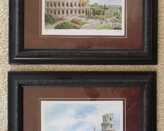 Frame and Matted Italy Prints(8”x10”) : Colosseum
Piazza del Colosseo, Rome and The Leaning Tower of Pisa, "Torre pendente di Pisa" (17 1/4” x 14 1/4”)