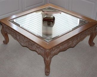 Hekman Wheat Finish Cabriole Leg Cocktail Table. (39 1/8” x 39 1/8”” D x 16”H)solid Hardwoods and Veneer Construction