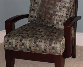 2nd View: Bauhaus Furniture Java Collection Manitoba & Aqua Upholstered Wooden Armchair.