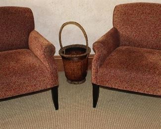 Southwestern Furniture Co. Ted Chenille Custom Game Chairs (2 of 4 shown). Also Pictures: Tall 27” Cane and Hemp Basket 14”H)
