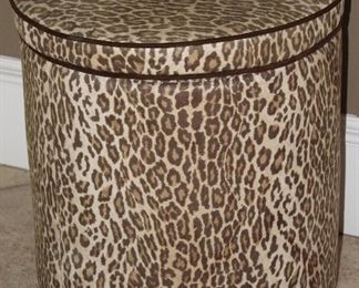 Faux Suede Leopard Print Storage Ottoman/Stool