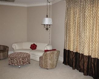 View 9f Seating area show Gold and Brown Silk Drapery