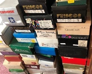 DOZENS OF VINTAGE NEW SHOES IN BOXES WITH PRICE TAGS